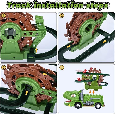 Dinosaur Toys for Kids,2 in 1 Dinosaur Truck Set wiht Nonstop Sliding Baby Dinos On Tracks,Auto Avoids Obstacles Toddlers Crawling Toys,Birthday Gifts with Music Lights for 3 4 5 Year Old Boys in Saudi Arabia