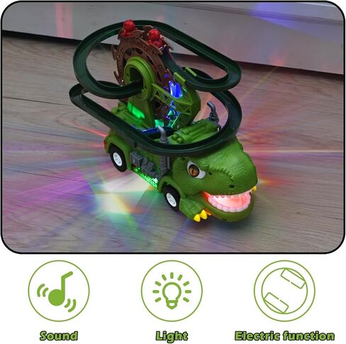 Dinosaur Toys for Kids,2 in 1 Dinosaur Truck Set wiht Nonstop Sliding Baby Dinos On Tracks,Auto Avoids Obstacles Toddlers Crawling Toys,Birthday Gifts with Music Lights for 3 4 5 Year Old Boys in Saudi Arabia