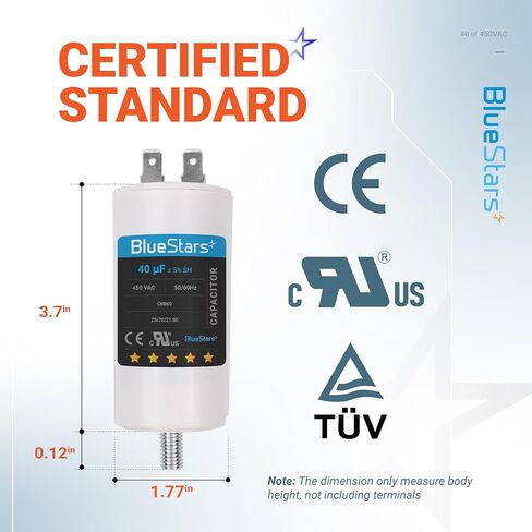 US CBB60 20uF سلك أسطوانة قيادة المحرك Run SH Capacitor AC 450V جزء بديل من BlueStars - متوافق مع مكيف الهواء أو مكثف المضخة الحرارية in Kuwait