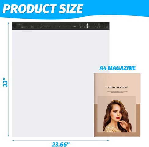 أكياس شحن للملابس، أكياس بريد بولي كبيرة مقاس 23.66x33 بوصة، 18 قطعة، أبيض in Kuwait