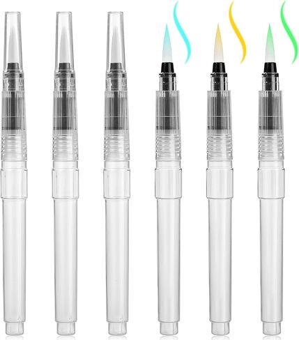6 Pcs Water Brush Pen, Refillable Watercolor Pen for Blending Colors Creating Shades, Refillable Watercolor Pens for Adults Artist Art Paintbrush in Saudi Arabia