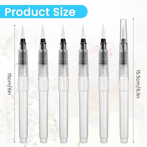 6 Pcs Water Brush Pen, Refillable Watercolor Pen for Blending Colors Creating Shades, Refillable Watercolor Pens for Adults Artist Art Paintbrush in Saudi Arabia