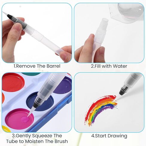 6 Pcs Water Brush Pen, Refillable Watercolor Pen for Blending Colors Creating Shades, Refillable Watercolor Pens for Adults Artist Art Paintbrush in Saudi Arabia