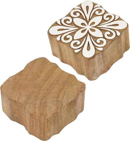 IBA Indianbeautifulart Textile Printing Block Asian Floral Motif Hand Carved Wooden Stamp Wood Block Printing Textile Stamps for Fabric/Pottery Blocks,3 Inch in Saudi Arabia