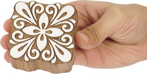 IBA Indianbeautifulart Textile Printing Block Asian Floral Motif Hand Carved Wooden Stamp Wood Block Printing Textile Stamps for Fabric/Pottery Blocks,3 Inch in Saudi Arabia