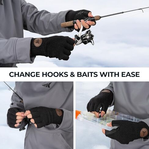 KastKing Bully Wooly Fingerless Wool Fishing Gloves, Cold Weather Warm Glove for Ice Fishing, Winter Gloves for Women & Men in Kuwait