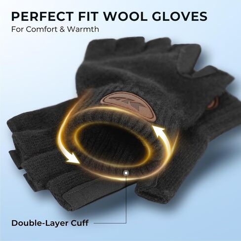 KastKing Bully Wooly Fingerless Wool Fishing Gloves, Cold Weather Warm Glove for Ice Fishing, Winter Gloves for Women & Men in Kuwait
