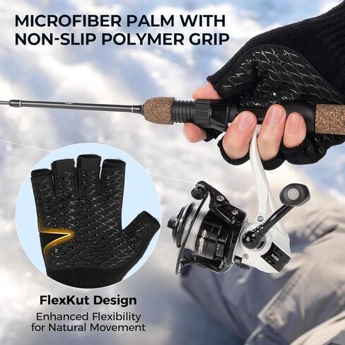 KastKing Bully Wooly Fingerless Wool Fishing Gloves, Cold Weather Warm Glove for Ice Fishing, Winter Gloves for Women & Men in Kuwait