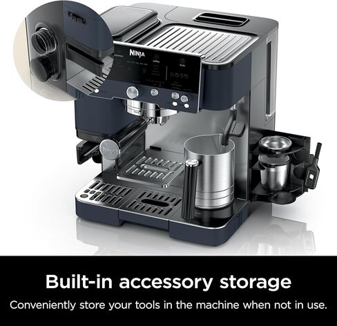 Ninja Espresso Machine, Luxe Café Premier Series, Drip Coffee Maker and Rapid Cold Brew, Integrated Grinder, Assisted Tamper, Hands-Free Frother, for Cappuccinos and Lattes, Dairy or Non-Dairy, ES601 in Kuwait