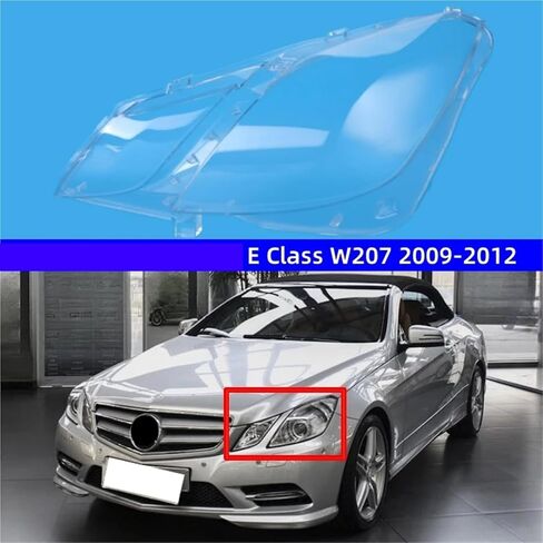 متوافق مع مرسيدس بنز E Class W207 2009 2010 2011 2012 بابين كوبيه ملحقات السيارات المصابيح الأمامية الأمامية غطاء العدسات الزجاجية (يسار) in Saudi Arabia