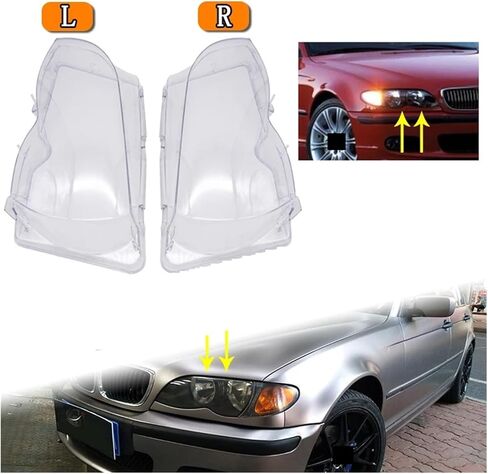 Car Headlight Glass Cover Clear Transparent Automobile Headlamp Head Light Lens Products E46 3-series 2002-2006(Left) in Saudi Arabia
