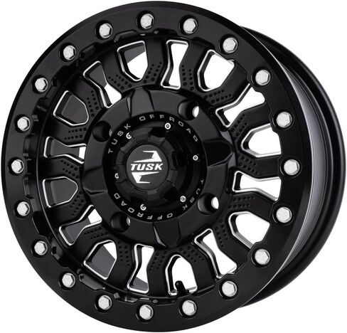 عجلة Tusk Fremont Beadlock 4/137 مقاس 15x7 متوافقة مع Can-Am Maverick X3 وHonda Pioneer 1000-5 2016-2026 (مطحون/أسود، أوفست 4.0 + 3.0) in Kuwait