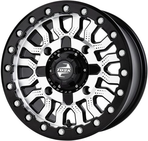 عجلة Tusk Fremont Beadlock 4/137 مقاس 15x7 متوافقة مع Can-Am Maverick X3 وHonda Pioneer 1000-5 2016-2026 (مطحون/أسود، أوفست 4.0 + 3.0) in Kuwait