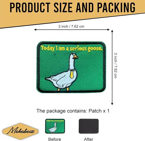 Today I Am a Serious Goose 3 Inches Hook and Loop Embroidered Applique Patches, Silly Goose Embroidery Patch, DIY Accessories for Backpacks Army Vests Dog Harness Clothes, Sarcastic Gifts in Saudi Arabia