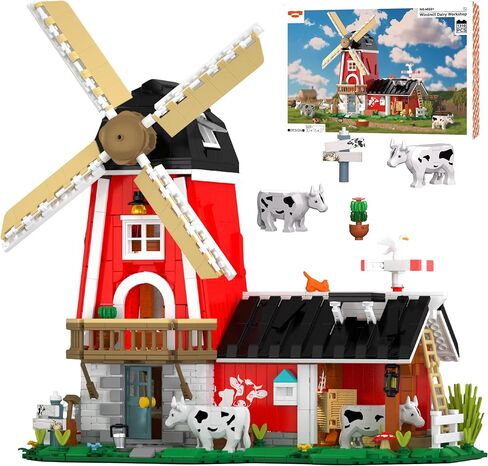 Farmhouse Building Sets, Ranch Cottage Toy Buildings Blocks for Adults, LED Lights Model Building Kits Birthday Office Home Decor for Boys Girls Teens 14+, 1268PCS in Saudi Arabia