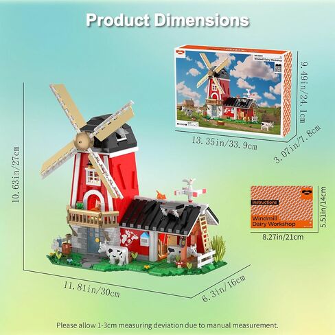 Farmhouse Building Sets, Ranch Cottage Toy Buildings Blocks for Adults, LED Lights Model Building Kits Birthday Office Home Decor for Boys Girls Teens 14+, 1268PCS in Saudi Arabia