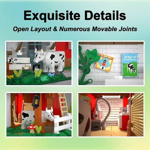Farmhouse Building Sets, Ranch Cottage Toy Buildings Blocks for Adults, LED Lights Model Building Kits Birthday Office Home Decor for Boys Girls Teens 14+, 1268PCS in Saudi Arabia
