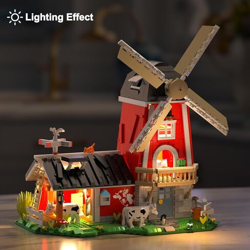 Farmhouse Building Sets, Ranch Cottage Toy Buildings Blocks for Adults, LED Lights Model Building Kits Birthday Office Home Decor for Boys Girls Teens 14+, 1268PCS in Saudi Arabia