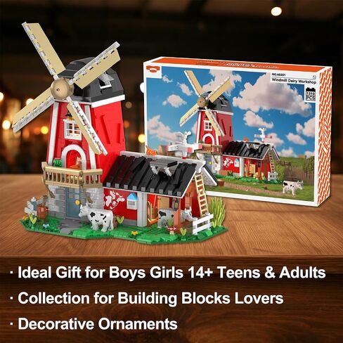 Farmhouse Building Sets, Ranch Cottage Toy Buildings Blocks for Adults, LED Lights Model Building Kits Birthday Office Home Decor for Boys Girls Teens 14+, 1268PCS in Saudi Arabia