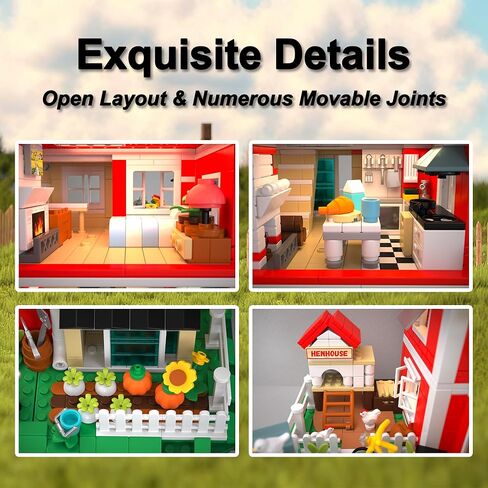 Farmhouse Building Sets, Ranch Cottage Toy Buildings Blocks for Adults, LED Lights Model Building Kits Birthday Office Home Decor for Boys Girls Teens 14+, 1268PCS in Saudi Arabia
