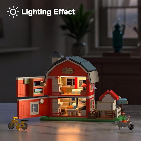 Farmhouse Building Sets, Ranch Cottage Toy Buildings Blocks for Adults, LED Lights Model Building Kits Birthday Office Home Decor for Boys Girls Teens 14+, 1268PCS in Saudi Arabia