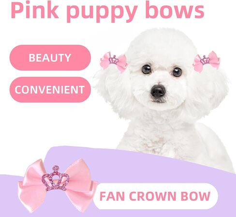 22pc Pink Bow with Rubber Bands Bulk Handmade Dog Hair Grooming Bows Butterfly Flower Ball Bows Hair Top Knot for Yorkshire Terrier Dog Teddy Poodle Dog Hair Accessories in Saudi Arabia