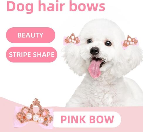 22pc Pink Bow with Rubber Bands Bulk Handmade Dog Hair Grooming Bows Butterfly Flower Ball Bows Hair Top Knot for Yorkshire Terrier Dog Teddy Poodle Dog Hair Accessories in Saudi Arabia