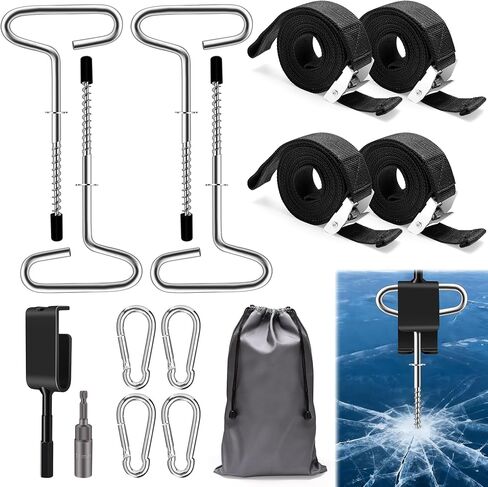 Coolrunner 14 PCS Ice Anchor Drill Adapter Kit Universal Ice Anchor Tool Auger Ice Fishing Anchor Adapter Ice Shanty Anchors for Setting Up Ice Fishing Shelter Tent in Saudi Arabia