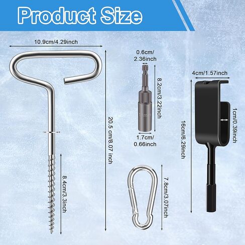 Coolrunner 14 PCS Ice Anchor Drill Adapter Kit Universal Ice Anchor Tool Auger Ice Fishing Anchor Adapter Ice Shanty Anchors for Setting Up Ice Fishing Shelter Tent in Saudi Arabia