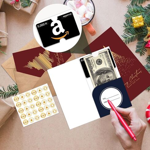Mczan Christmas Money Cards 24PCS - Foil Merry Christmas Money Gift Cards Holder with Envelopes for Women Men, Funny Xmas Holiday Gifting Cash Ideas in Saudi Arabia