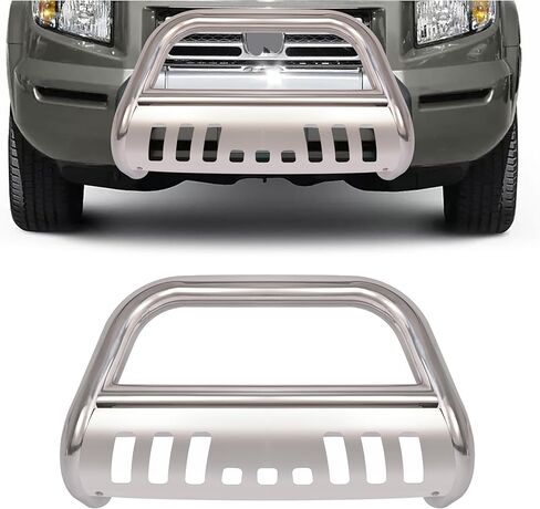 HECASA Bull Bar Brush Guard متوافق مع 2003-2014 Honda Pilot Ridgeline Grill Impact Bar مع دعامة تثبيت واقٍ من الصدمات فتحات محفورة مسبقًا لتلميع الفولاذ المقاوم للصدأ فضي in Kuwait