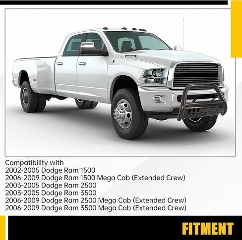 KUAFU Front Bull Bar Guard Compatible with 2002-2009 Dodge Ram 1500 2500 3500 Mega Cab Extended Crew Bull Bar Push Bumper Protector Bumper Brush Guard Steel Black in Kuwait