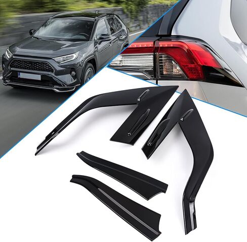 x xotic tech Exterior Rear Tail Light Eyelid Bezel Frame Cover Trim, Glossy Black, Compatible with Toyota RAV4 2019 2020 2021 2022 2023 2024 2025 in Saudi Arabia