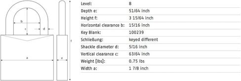 ABUS 83/45-300 S2 Schlage 45mm All Weather Solid Brass Rekeyable Padlock with 1" Shackle, Zero-Bitted in Kuwait