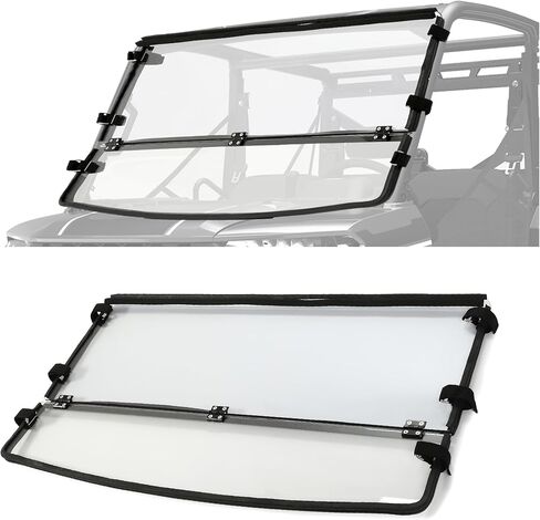 KUAFU 2-In-1 Flip Windshield Compatible with 2015-2024 Polaris Ranger 1000 / XP 1000 Folding Windscreen Scratch Resistant - Clear in Saudi Arabia