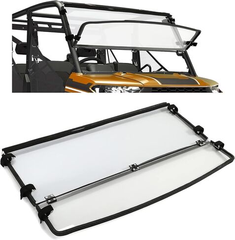 KUAFU 2-In-1 Flip Windshield Compatible with 2015-2024 Polaris Ranger 1000 / XP 1000 Folding Windscreen Scratch Resistant - Clear in Saudi Arabia