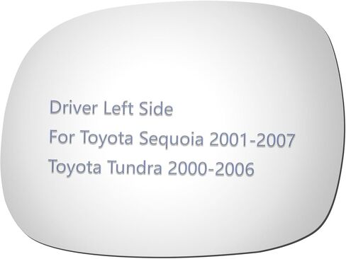 زجاج مرآة جانبية JZSUPER مناسب لسيارة Toyota Sequoia 2001-2007، 2000-2006 Toyota Tundra Driver الجانب الأيسر LH مسطح، بما في ذلك اللاصق (غير مسخن) in Kuwait
