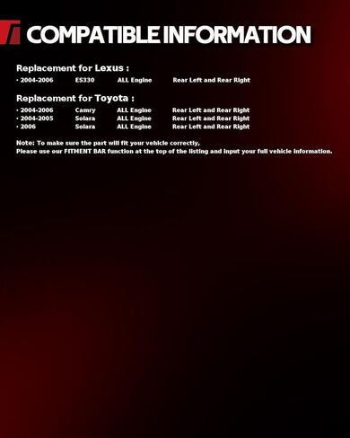 دعامات Torchbeam الخلفية ممتص الصدمات مجموعة كاملة لاستبدال السيارات لكزس ES330 2004 2005 2006 استبدال 182207،182208 قطعتان، دعامات تعليق ممتص الصدمات مجموعة كاملة in Saudi Arabia