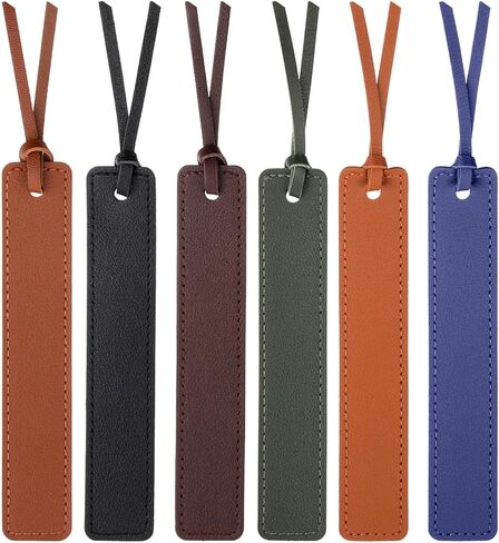 6Pcs Leather Bookmark, Bookmark for Men, Classic Stitched Book Marks for Reading Bookmarks for Books Lovers, Page Markers Reading for Books Lovers, Readers, Book Marks for Men Women in Saudi Arabia