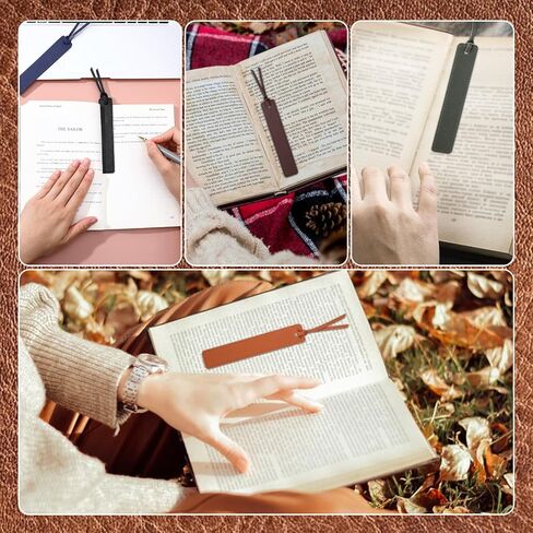 6Pcs Leather Bookmark, Bookmark for Men, Classic Stitched Book Marks for Reading Bookmarks for Books Lovers, Page Markers Reading for Books Lovers, Readers, Book Marks for Men Women in Saudi Arabia