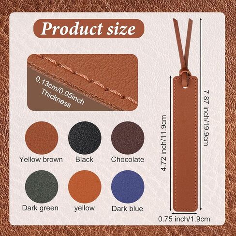 6Pcs Leather Bookmark, Bookmark for Men, Classic Stitched Book Marks for Reading Bookmarks for Books Lovers, Page Markers Reading for Books Lovers, Readers, Book Marks for Men Women in Saudi Arabia