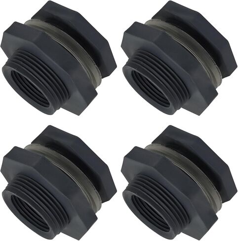 Litoexpe 1" NPT Female Thread Bulkhead Water Tank Fitting with Rubber Ring Stablizing, 304 Stainless Steel Thru-bulk Fitting in Saudi Arabia