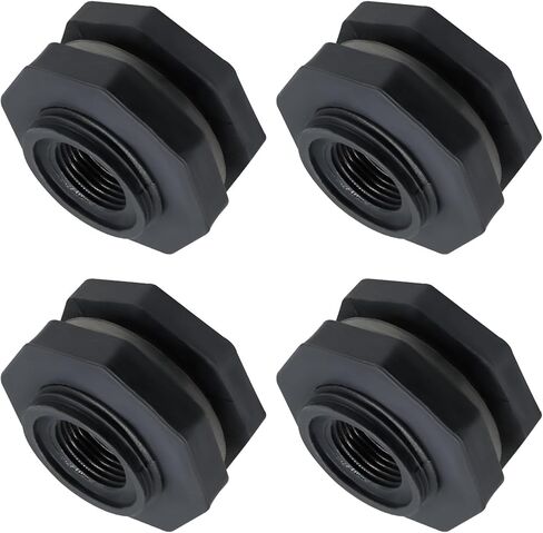 Litoexpe 1" NPT Female Thread Bulkhead Water Tank Fitting with Rubber Ring Stablizing, 304 Stainless Steel Thru-bulk Fitting in Saudi Arabia