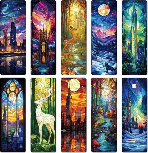 Fantasy Vintage Bookmark Gifts - 20 Pcs Personalized Art Stained Glass Bookmarks for Women Book Lovers Novel Fans Reading Accessories Bookish Merch Gift for Birthday Christmas New Year in Kuwait