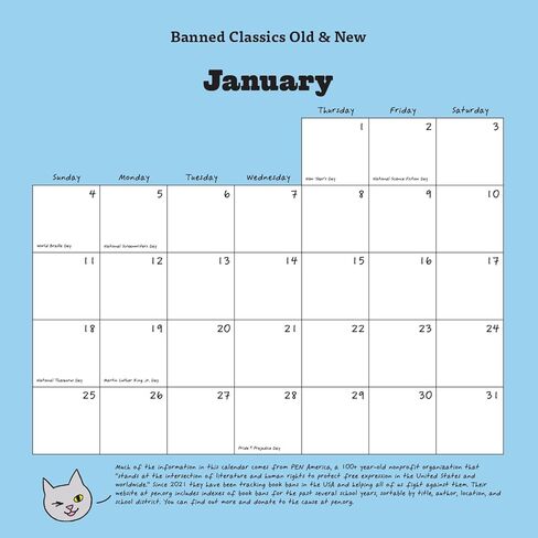 Read Banned Books 2026 Wall Calendar in Saudi Arabia