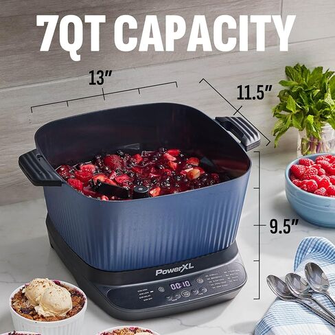 جهاز طهي متعدد رقمي من STIRMAX DELUXE بسعة 7.5 لتر مع مجداف تلقائي للتحريك والتمزيق، 9 في 1 إعدادات مسبقة قابلة للبرمجة لقلي الطعام وحرقه وبنيه قبل الغليان - الملحقات والمقلاة وكتاب الطبخ in Kuwait