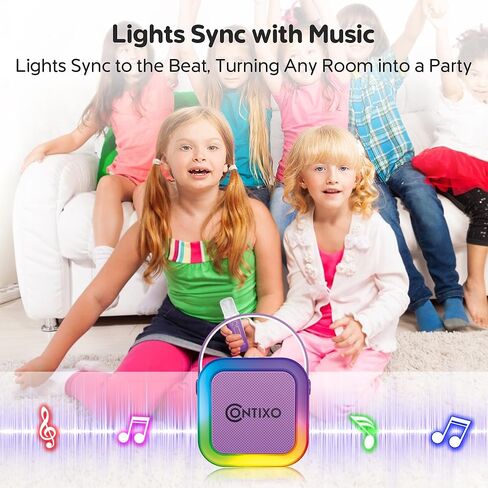 Contixo KS1A Kids Mini Karaoke Machine with LED Lights, 7–10H Playback, Dual Wireless Mics, Magic Voice Effects, Bluetooth Speaker for Children, Portable Singing Toy Gift for Boys & Girls, Green in Saudi Arabia
