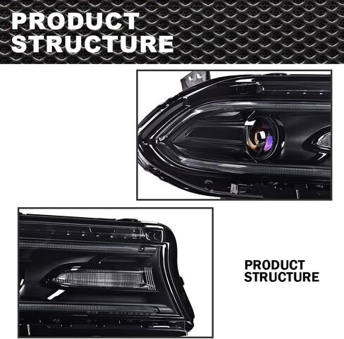 ANDPLAY Front Headlight Headlamp Assembly Right side Compatible with Dodge Charger 2015-2021 Halogen CH2503270, CH2502270, CH2502271,CH2503271 Clear Lens Black Housing Amber Reflector in Saudi Arabia