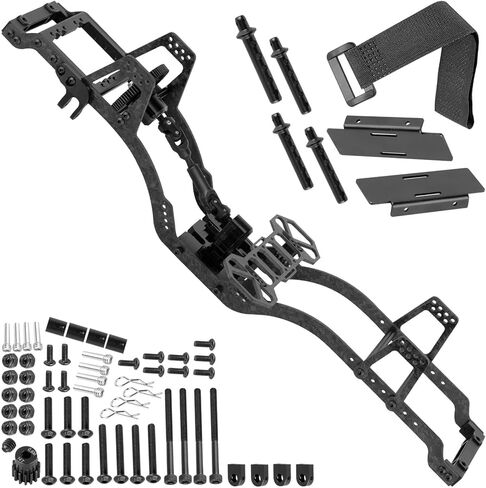 RC Carbon Fiber LCG Chassis Frame Upgrades Part for 1/10 SCX10 SCX10 II Capra 1.9 UTB & Other DIY Builds RC Crawler,Front Mounted Transmission LCG Chassis Kit,Cab Body Mount Brace,Black in Saudi Arabia