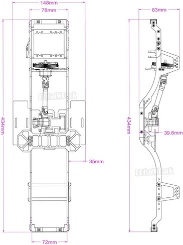 RC Carbon Fiber LCG Chassis Frame Upgrades Part for 1/10 SCX10 SCX10 II Capra 1.9 UTB & Other DIY Builds RC Crawler,Front Mounted Transmission LCG Chassis Kit,Cab Body Mount Brace,Black in Saudi Arabia